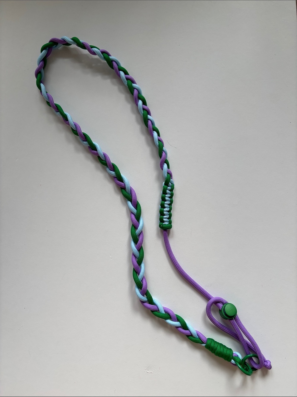 Braided Phone Lanyard in Purple, Green & Light Blue-23”